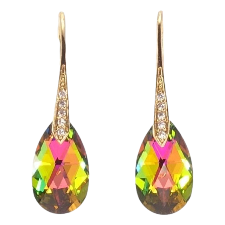 Сережки Xuping колір 18K з кристалами Swarovski французький замок Кристали Vitrail Medium на дужках фото №2