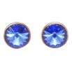 Серьги Xuping цвет 18K с кристаллами Swarovski пусеты Кристаллы Capri Blue в ободковой оправе ø фото №2