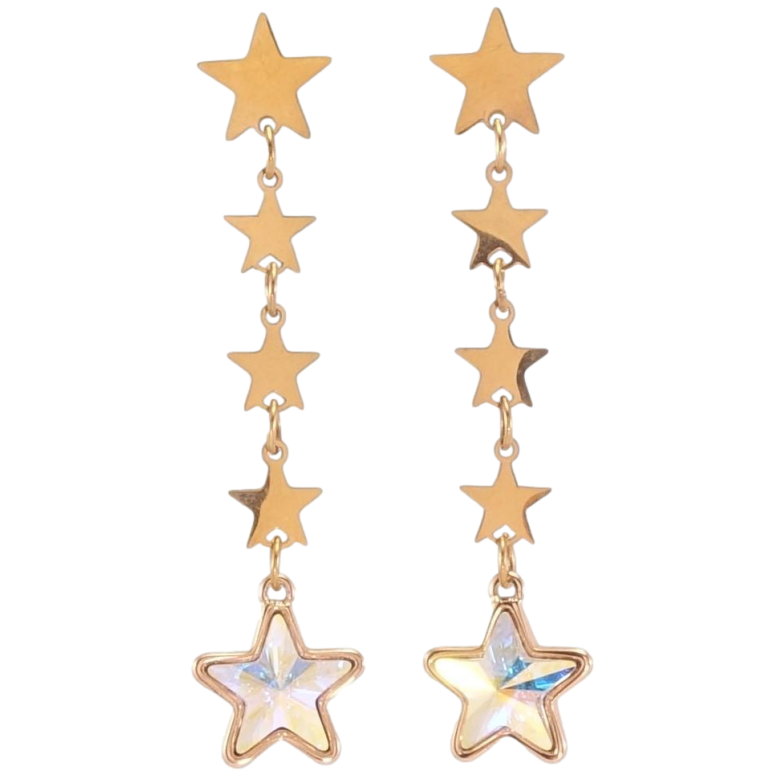Сережки Xuping колір РВ з кристалами Swarovski пусети Зоряні підвіски з кристалами АВ фото №2 Сережки Xuping колір РВ з кристалами Swarovski пусети Зоряні підвіски з кристалами АВ фото №2