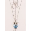 Кулон Xuping цвет Родий с кр-ми Swarovski на цепочке Сова с кристаллом Aquamarine длина 39-44.5см х 1мм фото №2