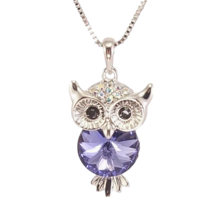 Кулон Xuping колір Родій з кр-ми Swarovski на ланцюжку Сова з кристалом Tanzanite довжина 38.5-43.5см х 1мм фото №6 Кулон Xuping колір Родій з кр-ми Swarovski на ланцюжку Сова з кристалом Tanzanite довжина 38.5-43.5см х 1мм фото №6