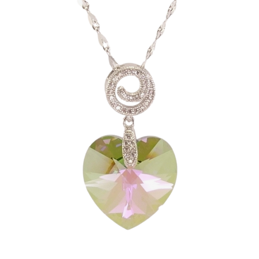 Кулон Xuping колір Родій з кр-ми Swarovski на ланцюжку Кристальне серце Vitrail Light довжина 39-44см х 2мм фото №1 Кулон Xuping колір Родій з кр-ми Swarovski на ланцюжку Кристальне серце Vitrail Light довжина 39-44см х 2мм фото №1