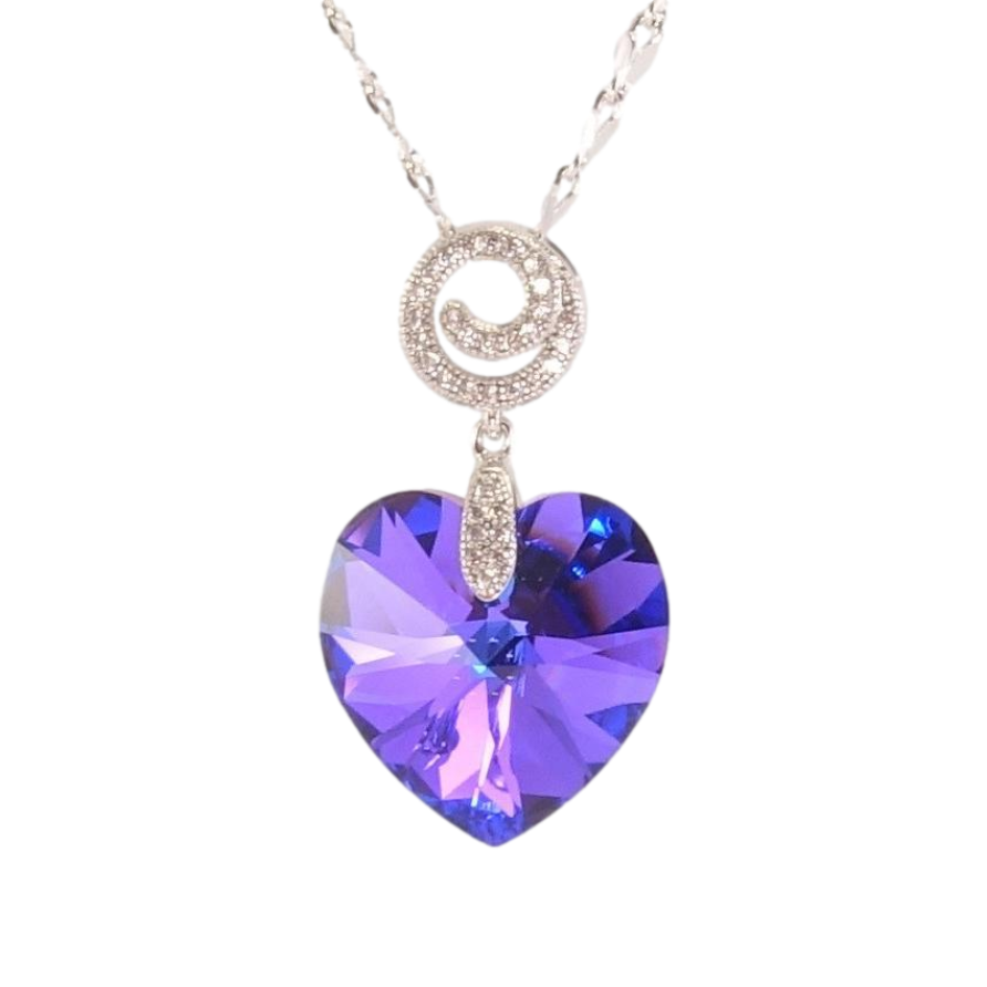 Кулон Xuping колір Родій з кр-ми Swarovski на ланцюжку Кристальне серце Majestic Blue довжина 39-44см х 2мм фото №1 Кулон Xuping колір Родій з кр-ми Swarovski на ланцюжку Кристальне серце Majestic Blue довжина 39-44см х 2мм фото №1
