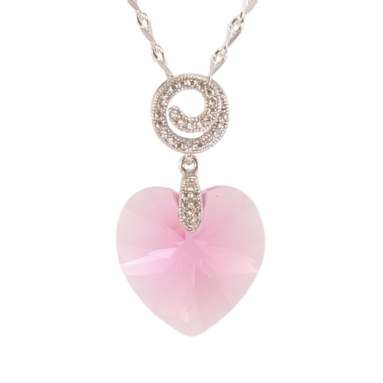 Кулон Xuping колір Родій з кр-ми Swarovski на ланцюжку Кристальне серце Rose довжина 39-44см х 2мм фото №9