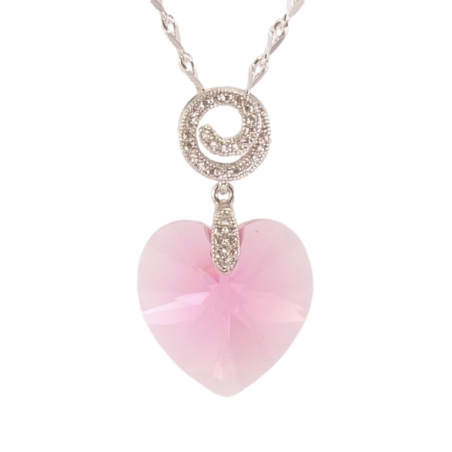 Кулон Xuping колір Родій з кр-ми Swarovski на ланцюжку Кристальне серце Rose довжина 39-44см х 2мм фото №1