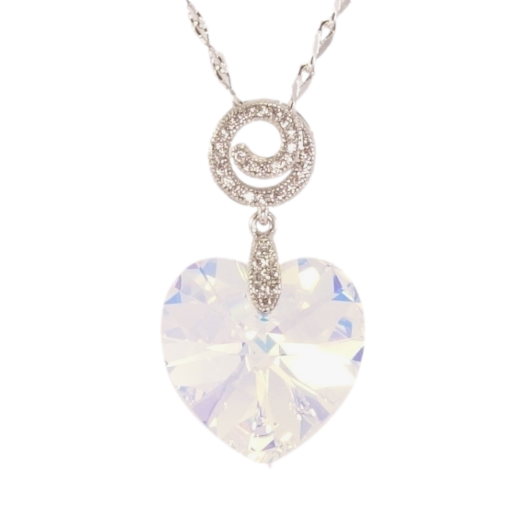 Кулон Xuping колір Родій з кр-ми Swarovski на ланцюжку Кристальне серце Shimmer довжина 39-44см х 2мм фото №11