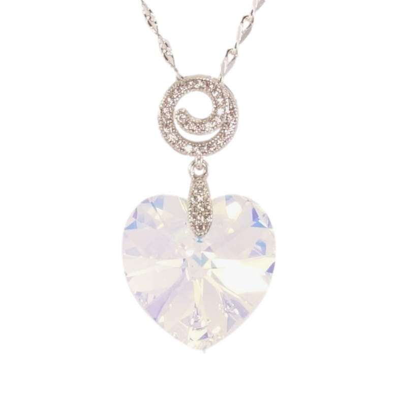 Кулон Xuping колір Родій з кр-ми Swarovski на ланцюжку Кристальне серце Shimmer довжина 39-44см х 2мм фото №3 Кулон Xuping колір Родій з кр-ми Swarovski на ланцюжку Кристальне серце Shimmer довжина 39-44см х 2мм фото №3