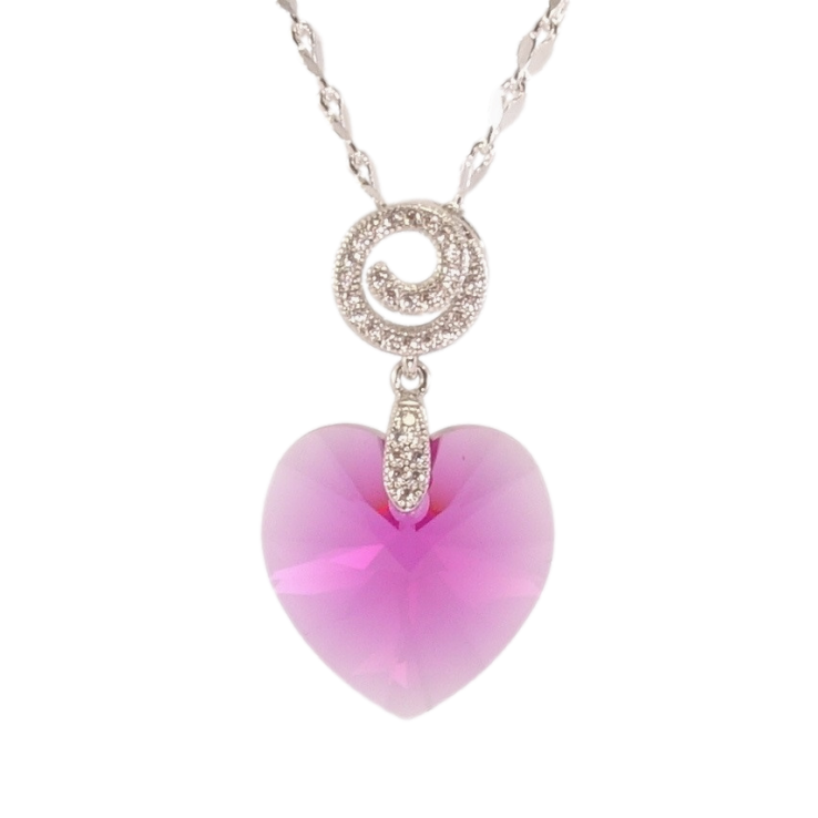 Кулон Xuping колір Родій з кр-ми Swarovski на ланцюжку Кристальне серце Shimmer довжина 39,5-44,5см х 2мм фото №12