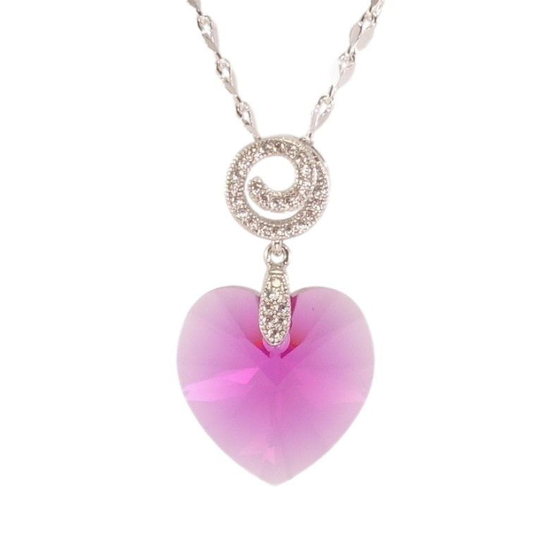 Кулон Xuping колір Родій з кр-ми Swarovski на ланцюжку Кристальне серце Shimmer довжина 39,5-44,5см х 2мм фото №2 Кулон Xuping колір Родій з кр-ми Swarovski на ланцюжку Кристальне серце Shimmer довжина 39,5-44,5см х 2мм фото №2