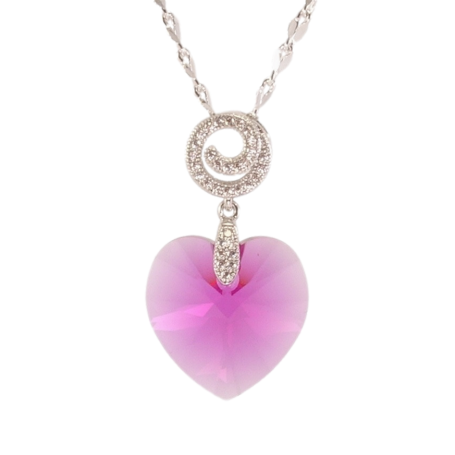 Кулон Xuping колір Родій з кр-ми Swarovski на ланцюжку Кристальне серце Shimmer довжина 39,5-44,5см х 2мм фото №1 Кулон Xuping колір Родій з кр-ми Swarovski на ланцюжку Кристальне серце Shimmer довжина 39,5-44,5см х 2мм фото №1