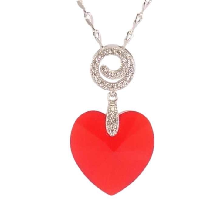 Кулон Xuping колір Родій з кр-ми Swarovski на ланцюжку Кристальне серце Siam довжина 39-44см х 2мм фото №9