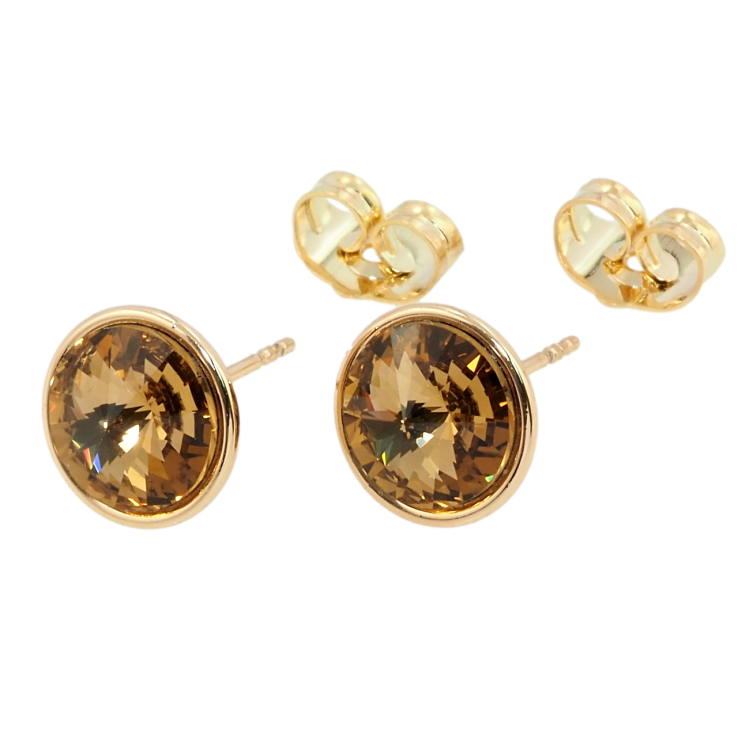Серьги Xuping цвет 18K с кристаллами Swarovski пусеты Кристалл Topaz в ободковой оправе ø 10мм фото №5 Серьги Xuping цвет 18K с кристаллами Swarovski пусеты Кристалл Topaz в ободковой оправе ø 10мм фото №5