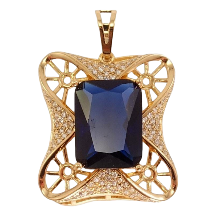 Кулон Xuping Позолота 18K Фигурный с синим граненным кристаллом и мелким цирконием фото №9 Кулон Xuping Позолота 18K Фигурный с синим граненным кристаллом и мелким цирконием фото №9