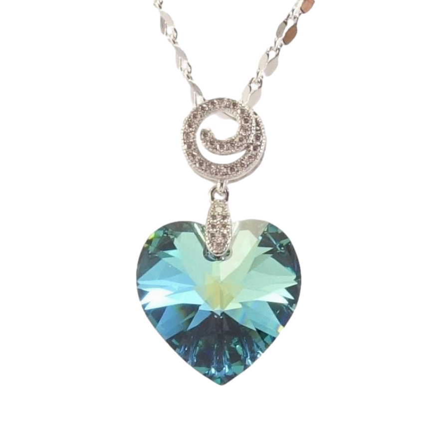 Кулон Xuping колір Родій з кр-ми Swarovski на ланцюжку Кристальне серце Army Green Delite довжина 39-44.5см х 2мм фото №1 Кулон Xuping колір Родій з кр-ми Swarovski на ланцюжку Кристальне серце Army Green Delite довжина 39-44.5см х 2мм фото №1