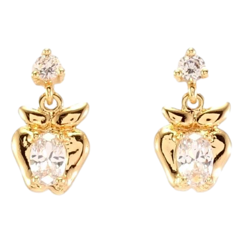 Сережки Xuping M&L Колір 18K пусети Яблуко з кристалом фото №1 Сережки Xuping M&L Колір 18K пусети Яблуко з кристалом фото №1