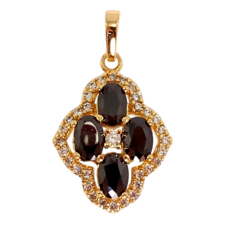 Кулон Xuping Позолота 18K Черные кристаллы в фигурном обрамлении циркония фото №6 Кулон Xuping Позолота 18K Черные кристаллы в фигурном обрамлении циркония фото №6