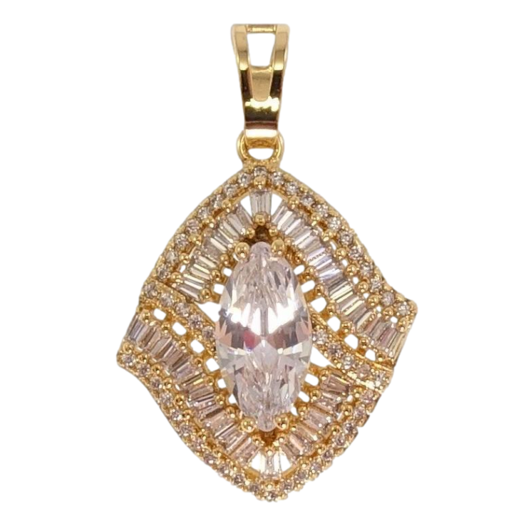 Кулон Xuping Позолота 18K Изящная ромбовая подвеска с цирконием фото №2