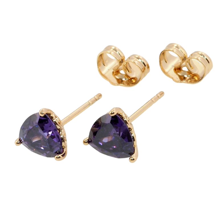 Сережки Xuping Позолота 18K пусети Бузкові трикутні кристали фото №7
