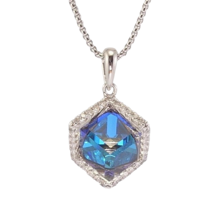 Кулон Xuping колір Родій з кр-ми Swarovski на ланцюжку Кристальний куб в обрамленні кристалів довжина 40.5-46см х 1мм фото №8