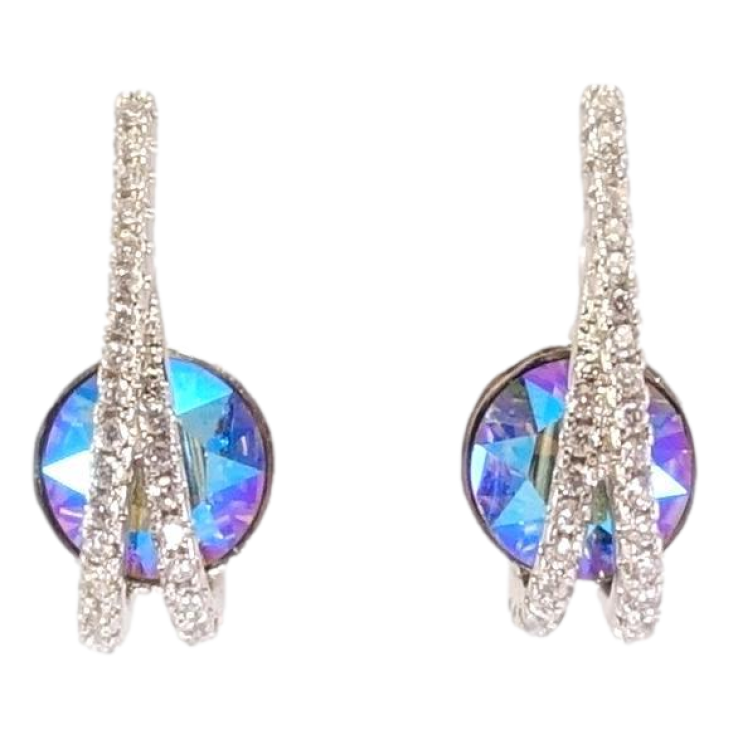Сережки Xuping колір Родій з кристалами Swarovski пусети Кристали Sapphire AB з дужками фото №9 Сережки Xuping колір Родій з кристалами Swarovski пусети Кристали Sapphire AB з дужками фото №9