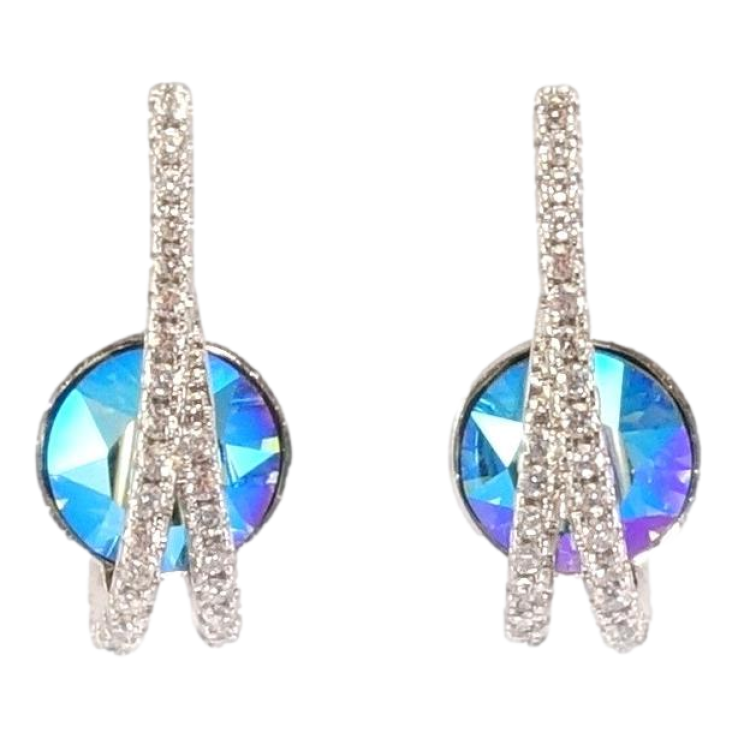 Сережки Xuping колір Родій з кристалами Swarovski пусети Кристали Erinite Shimmer з дужками фото №13 Сережки Xuping колір Родій з кристалами Swarovski пусети Кристали Erinite Shimmer з дужками фото №13
