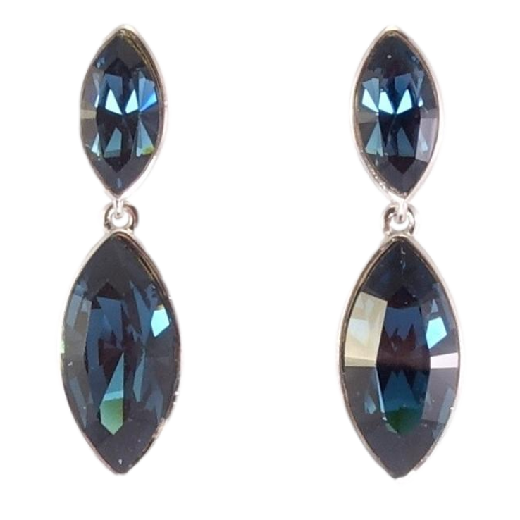 Серьги Xuping цвет Родий с кристаллами Swarovski пусеты Кристаллы Montana в огранке Маркиз фото №4