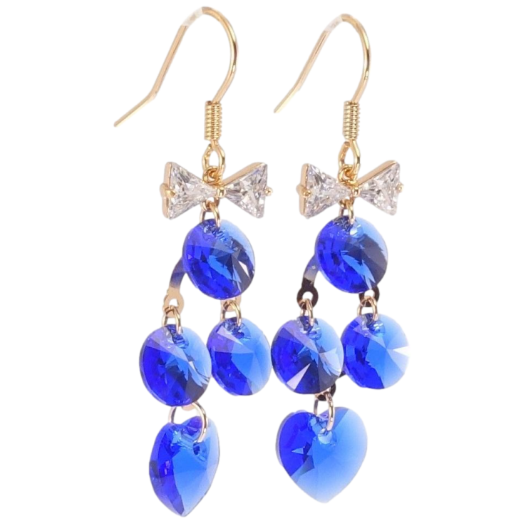 Серьги Xuping цвет 18K с кристаллами Swarovski французский замок Кристаллы Capri Blue фото №9