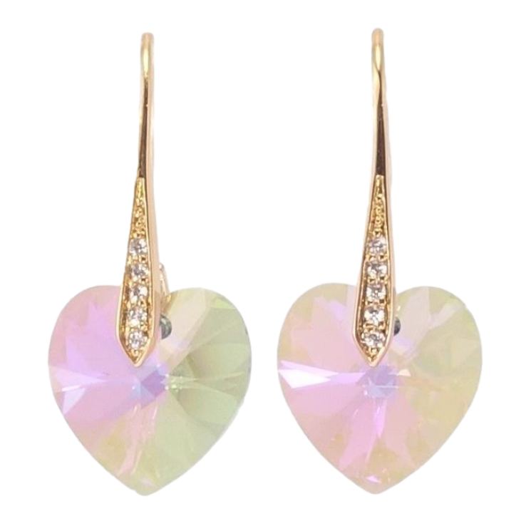 Серьги Xuping цвет 18K с кристаллами Swarovski французский замок Кристальные сердечки Vitrail Light фото №8