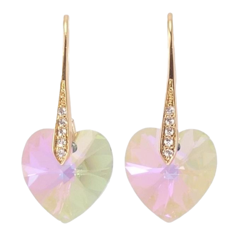 Серьги Xuping цвет 18K с кристаллами Swarovski французский замок Кристальные сердечки Vitrail Light фото №1
