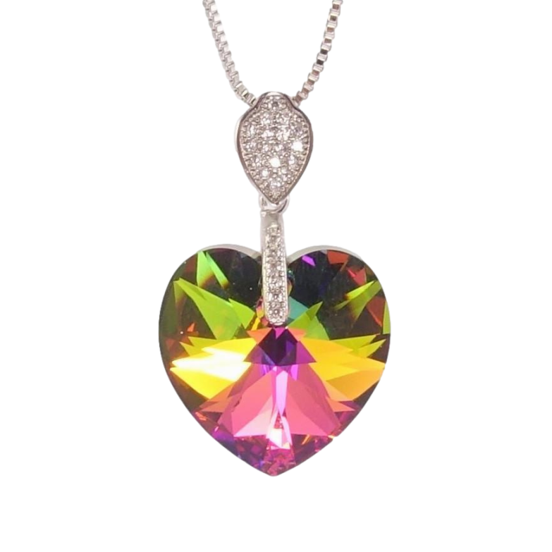 Кулон Xuping цвет Родий с кр-ми Swarovski на ц-ке Кристальное сердце Vitrail Medium длина 40,5-46см х 1мм фото №1