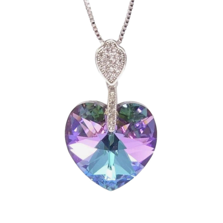 Кулон Xuping колір Родій з кр-ми Swarovski на ланцюжку Кристальне серце Paradise Shine довжина 40,5-46см х 1мм фото №4