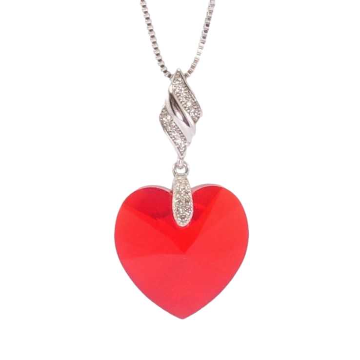 Кулон Xuping колір Родій з кр-ми Swarovski на ланцюжку Кристальне серце Light Siam довжина 42-47см х 1мм фото №14