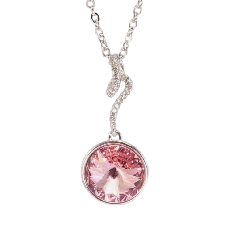 Кулон Xuping колір Родій з кр-ми Swarovski на ланцюжку Кристал Light Rose з завитком довжина 41-45,5см х 2мм фото №21