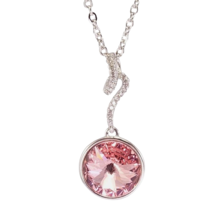 Кулон Xuping колір Родій з кр-ми Swarovski на ланцюжку Кристал Light Rose з завитком довжина 41-45,5см х 2мм фото №1 Кулон Xuping колір Родій з кр-ми Swarovski на ланцюжку Кристал Light Rose з завитком довжина 41-45,5см х 2мм фото №1