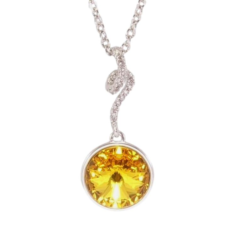 Кулон Xuping колір Родій з кр-ми Swarovski на ланцюжку Кристал Tangerine із завитком довжина 41-46см х 2мм фото №3 Кулон Xuping колір Родій з кр-ми Swarovski на ланцюжку Кристал Tangerine із завитком довжина 41-46см х 2мм фото №3