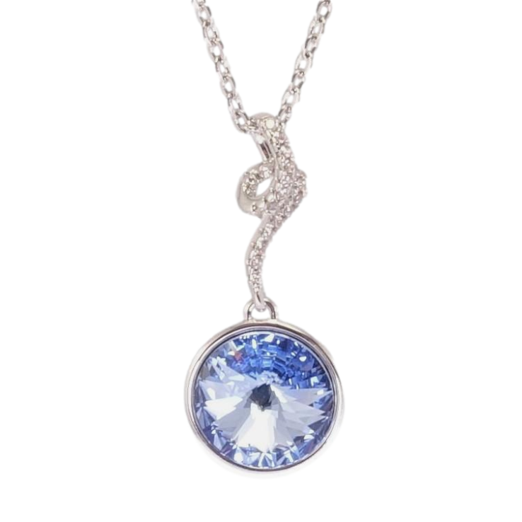 Кулон Xuping колір Родій з кр-ми Swarovski на ланцюжку Кристал Sapphire з завитком довжина 41-45,5см х 2мм фото №19