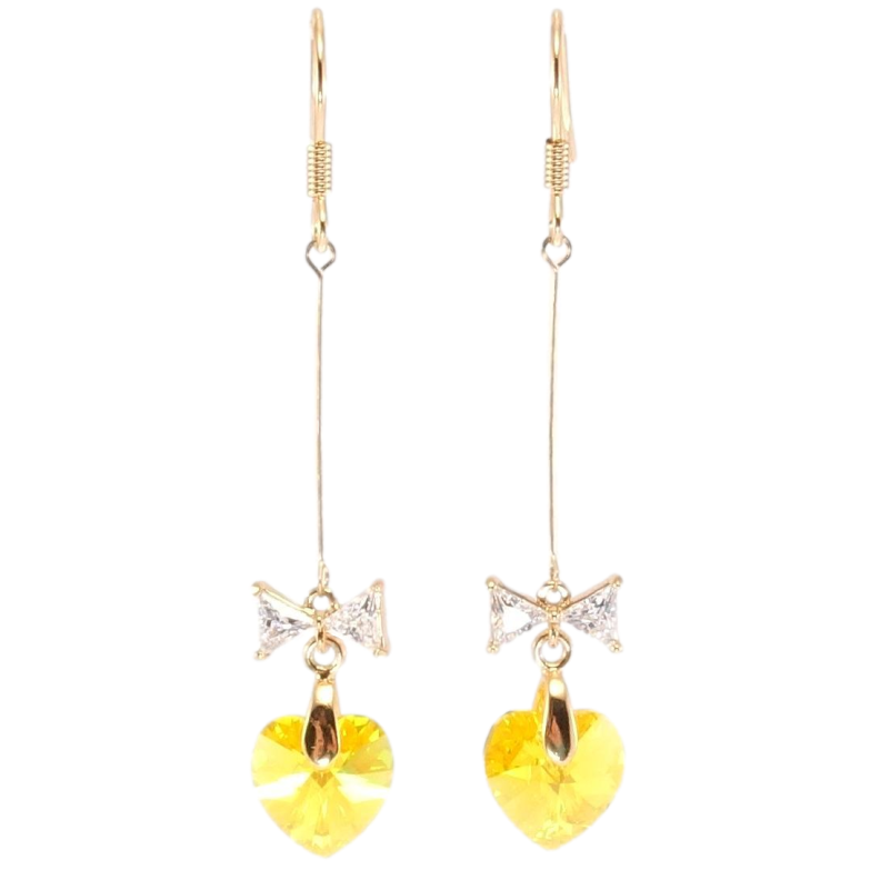 Сережки Xuping колір 18K з кристалами Swarovski французький замок Кристальне серце Citrine з фото №3 Сережки Xuping колір 18K з кристалами Swarovski французький замок Кристальне серце Citrine з фото №3