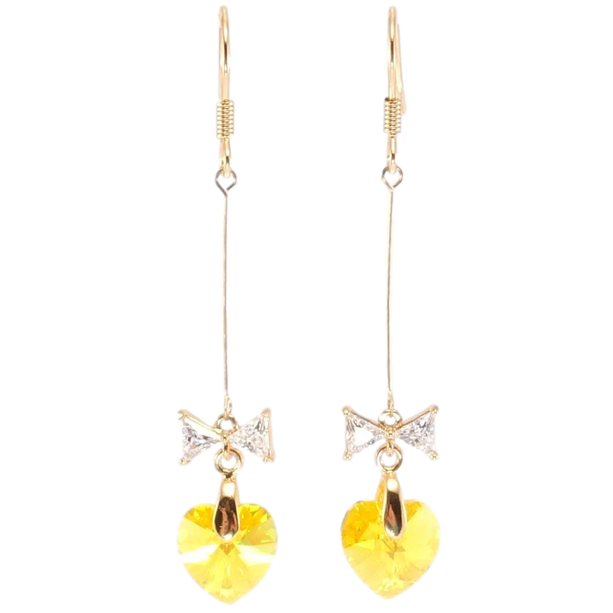 Сережки Xuping колір 18K з кристалами Swarovski французький замок Кристальне серце Citrine з фото №1 Сережки Xuping колір 18K з кристалами Swarovski французький замок Кристальне серце Citrine з фото №1
