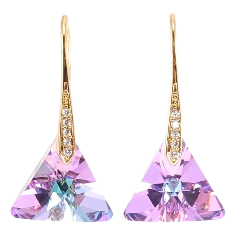 Сережки Xuping колір 18K з кристалами Swarovski французький замок Кристальні трикутники Paradise Shine фото №1 Сережки Xuping колір 18K з кристалами Swarovski французький замок Кристальні трикутники Paradise Shine фото №1