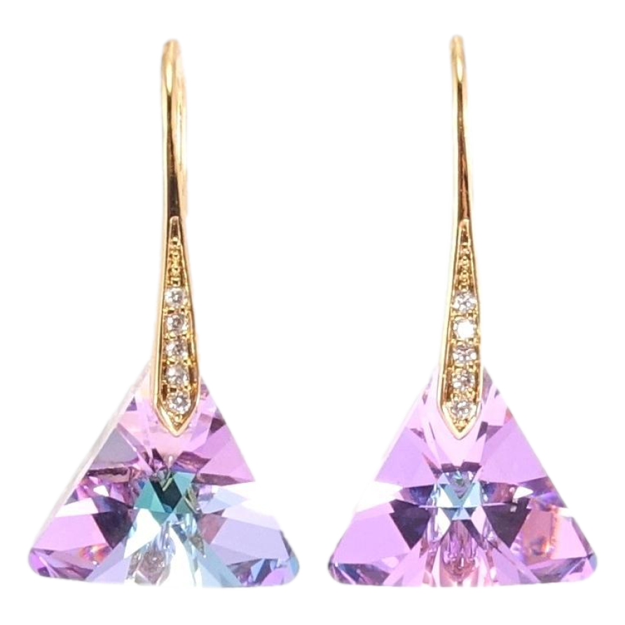 Серьги Xuping цвет 18K с кристаллами Swarovski французский замок Кристальные треугольники Paradise Shine фото №1 Серьги Xuping цвет 18K с кристаллами Swarovski французский замок Кристальные треугольники Paradise Shine фото №1