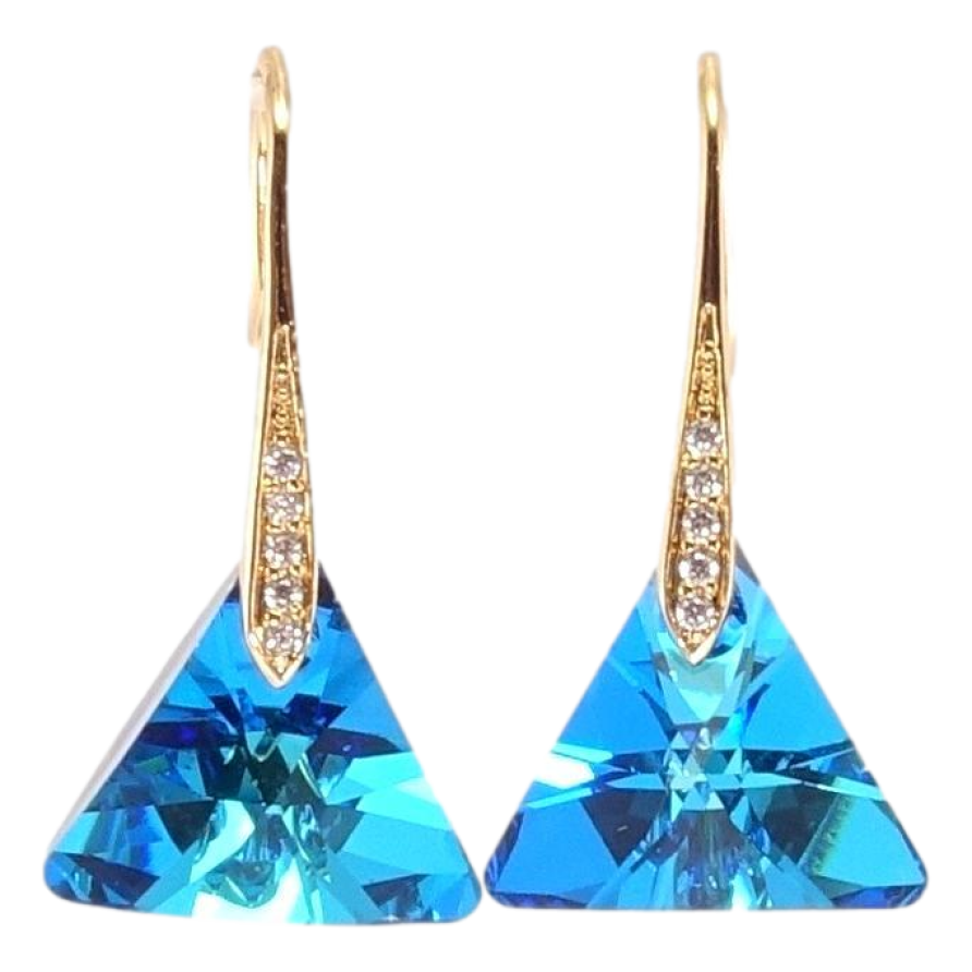 Серьги Xuping цвет 18K с кристаллами Swarovski французский замок Кристальные треугольники Capri Blue фото №1 Серьги Xuping цвет 18K с кристаллами Swarovski французский замок Кристальные треугольники Capri Blue фото №1