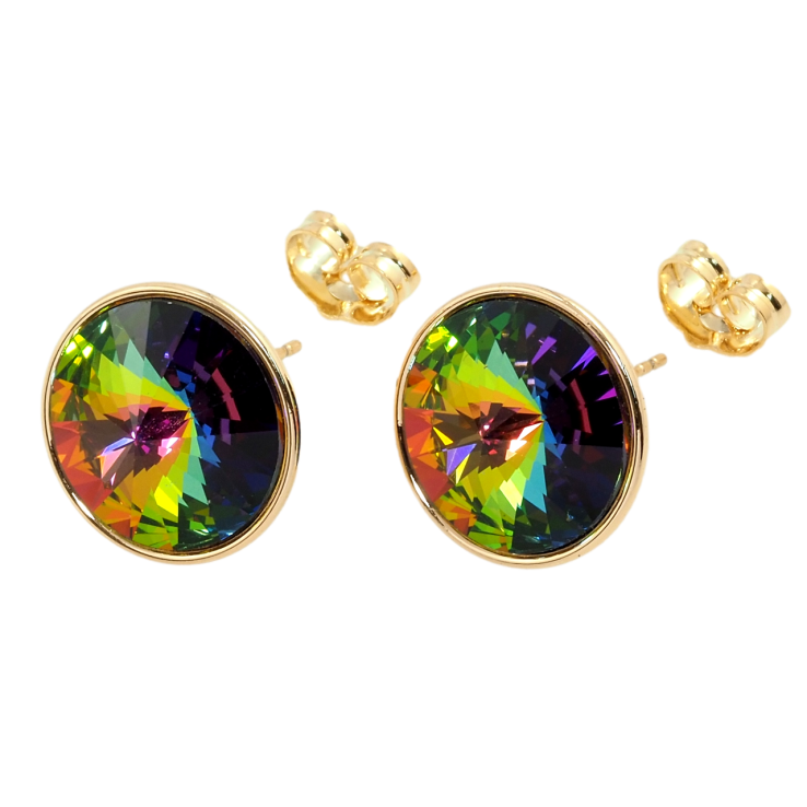 Серьги Xuping цвет 18K с кристаллами Swarovski пусеты Кристаллы Vitrail Medium ø 16мм фото №15