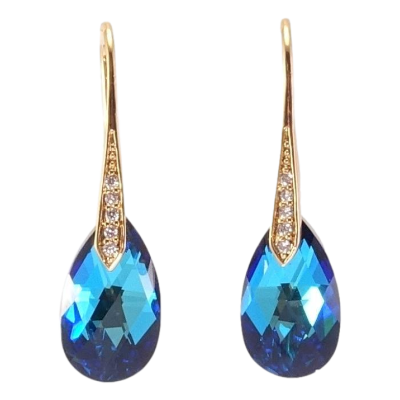 Сережки Xuping колір 18K з кристалами Swarovski французький замок Кристали Capri Blue фото №19 Сережки Xuping колір 18K з кристалами Swarovski французький замок Кристали Capri Blue фото №19