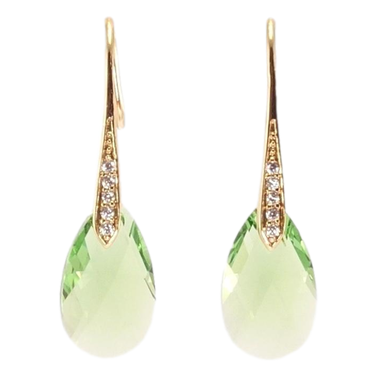 Серьги Xuping цвет 18K с кристаллами Swarovski французский замок Кристаллы Peridot фото №2
