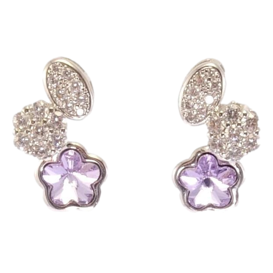 Сережки Xuping колір Родій з кристалами Swarovski пусети Квіточки з кристалом Provence Lavender фото №1 Сережки Xuping колір Родій з кристалами Swarovski пусети Квіточки з кристалом Provence Lavender фото №1