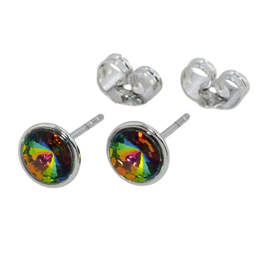 Серьги Xuping цвет Родий с кристаллами Swarovski пусеты Кристалл Vitrail Medium ø 8мм фото №1 Серьги Xuping цвет Родий с кристаллами Swarovski пусеты Кристалл Vitrail Medium ø 8мм фото №1
