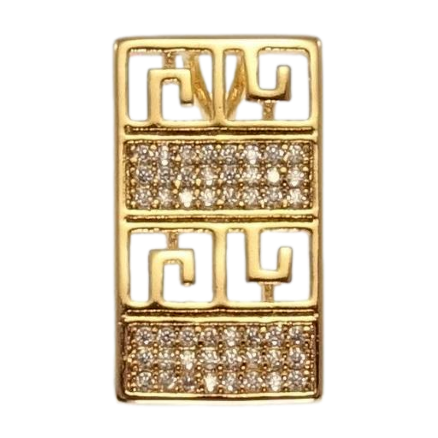 Кулон Xuping Позолота 18K Прямоугольная подвеска с цирконием и резным орнаментом фото №1