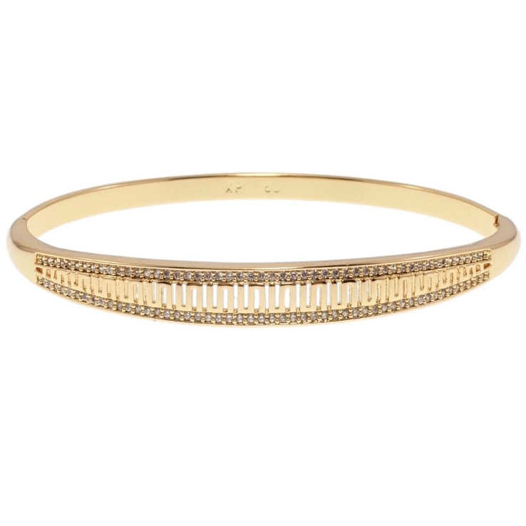 Браслет Xuping Позолота 18K Різьблений меандровий орнамент з доріжками цирконію ø 6см фото №14 Браслет Xuping Позолота 18K Різьблений меандровий орнамент з доріжками цирконію ø 6см фото №14