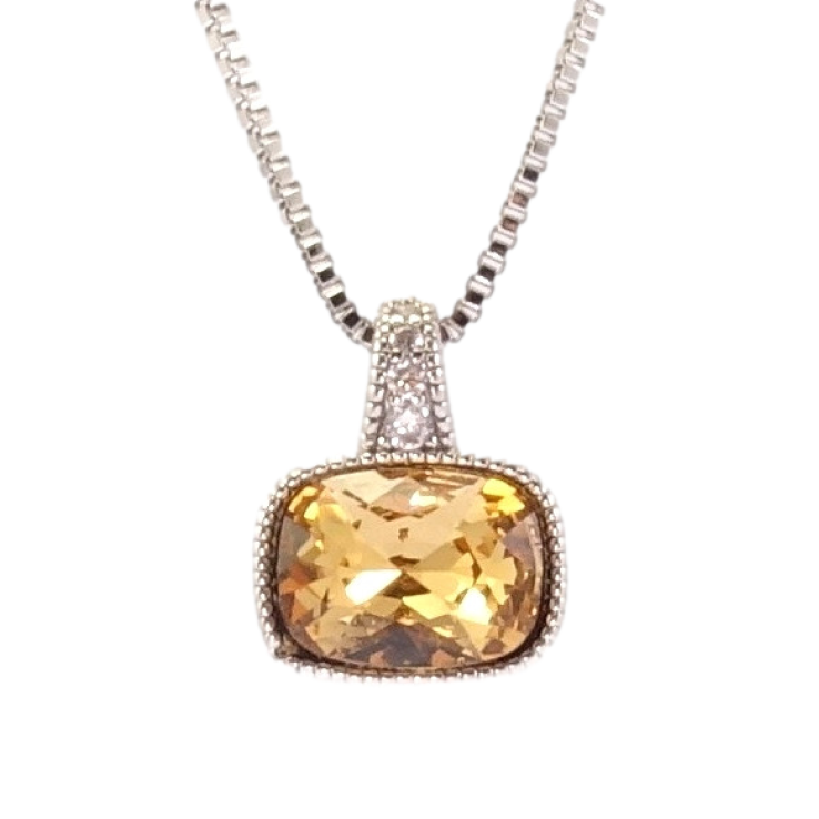 Кулон Xuping колір Родій з кр-ми Swarovski на ланцюжку Кристал Topaz дл. 45,5-51см х 1мм фото №9 Кулон Xuping колір Родій з кр-ми Swarovski на ланцюжку Кристал Topaz дл. 45,5-51см х 1мм фото №9