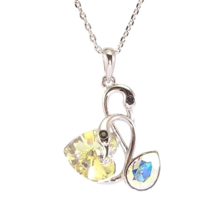 Кулон Xuping цвет Родий с кр-ми Swarovski на цепочке Лебеди с кристаллами АВ и Citrine Shimmer дл. 34-39см х фото №15 Кулон Xuping цвет Родий с кр-ми Swarovski на цепочке Лебеди с кристаллами АВ и Citrine Shimmer дл. 34-39см х фото №15